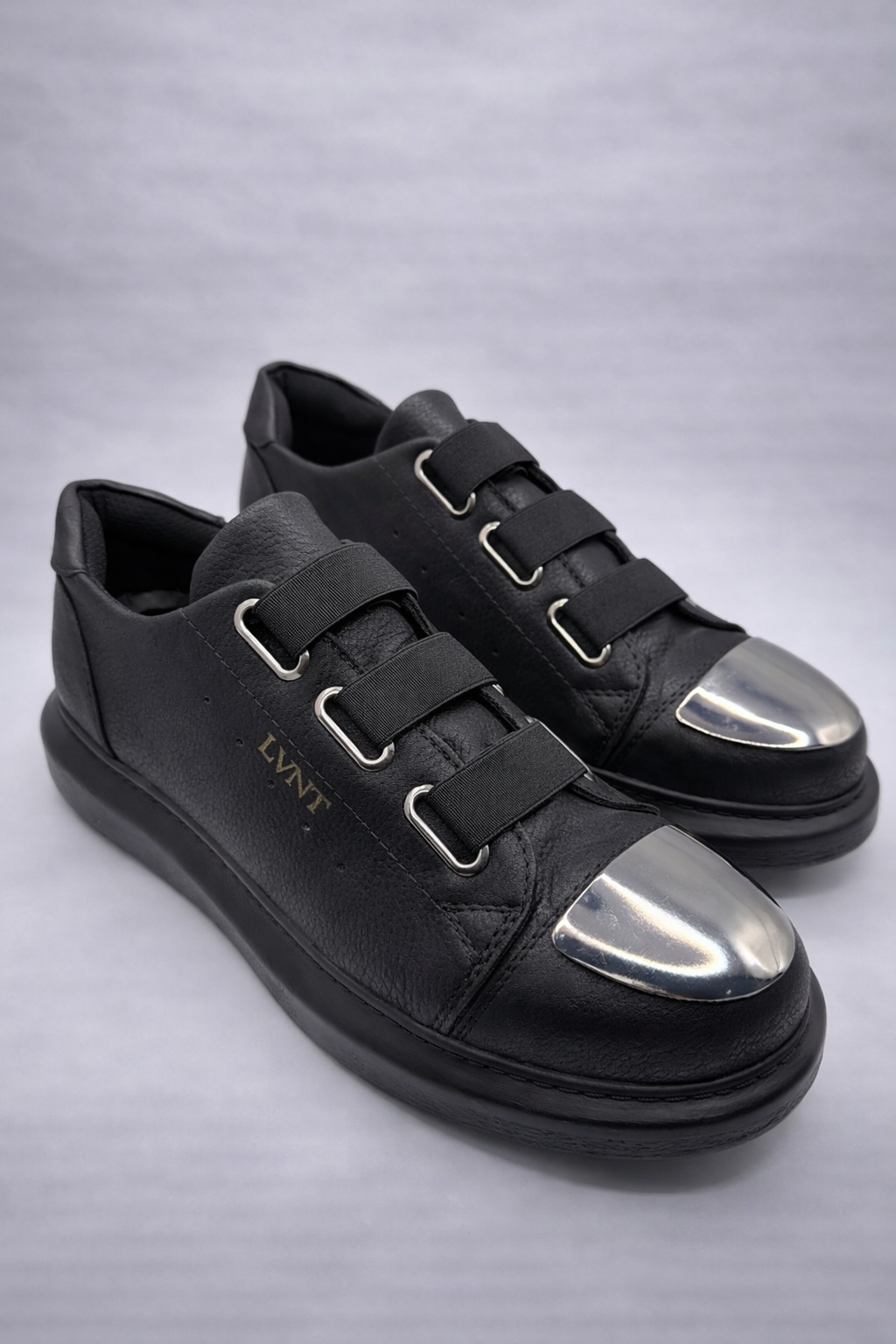 LVNT Chrome Edge Black Vegan Leather Sneakers
