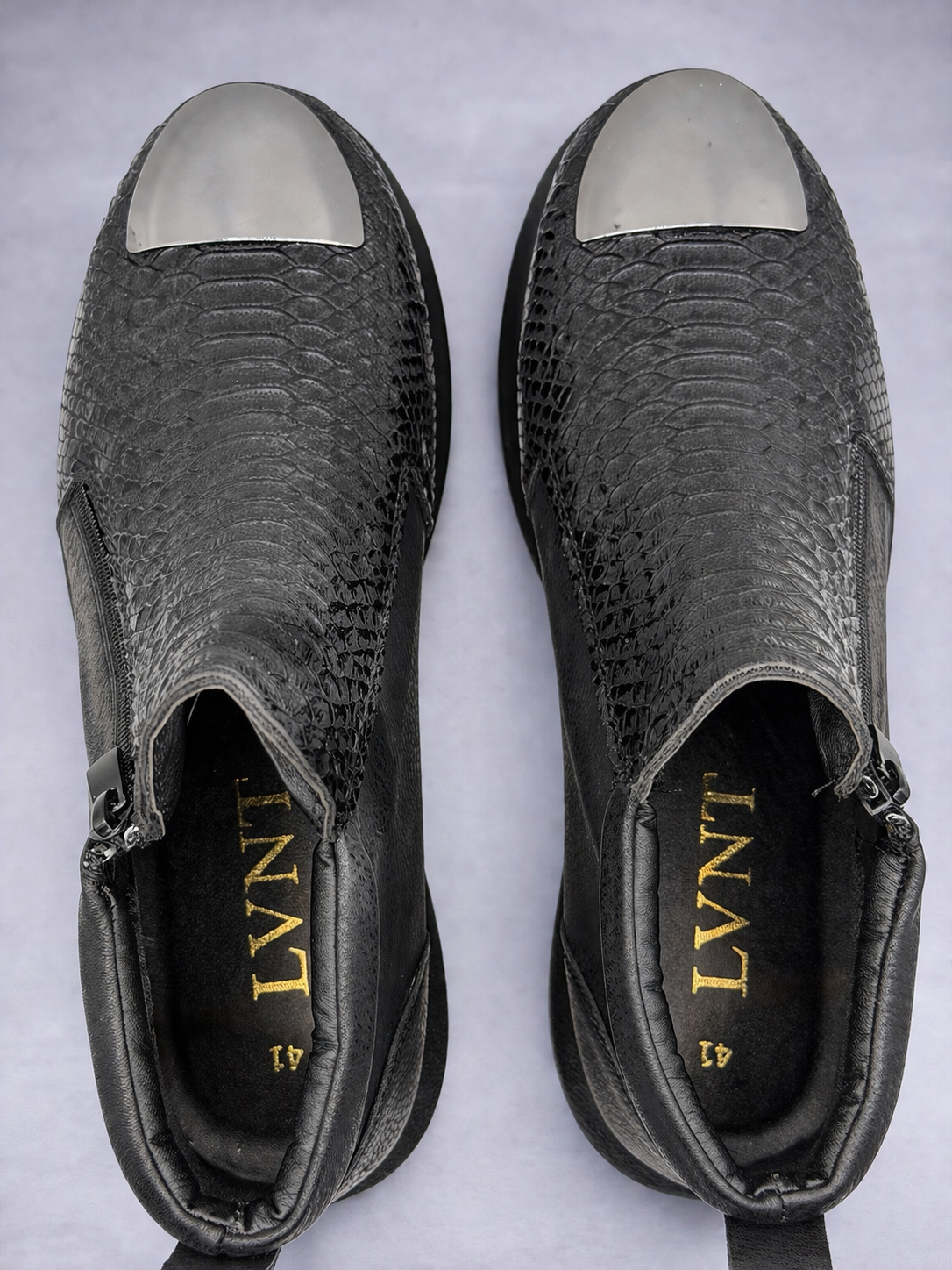 LVNT Python Black Vegan Leather Boots