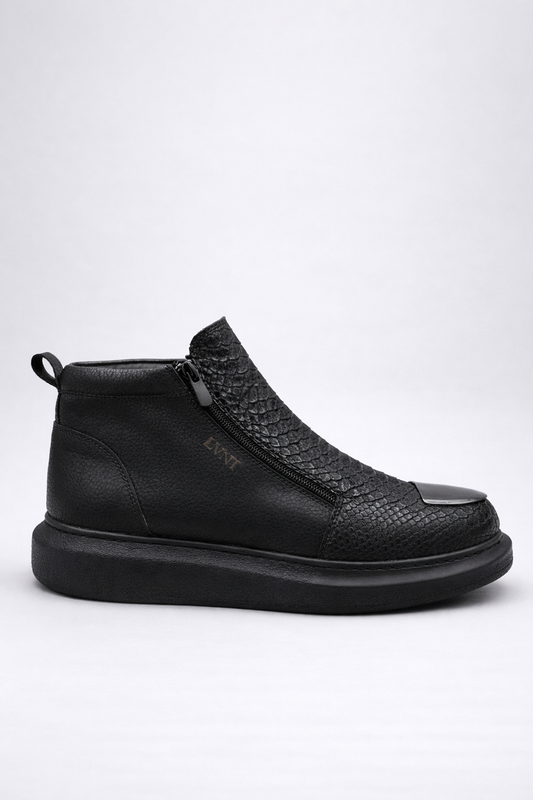 LVNT Python Black Vegan Leather Boots