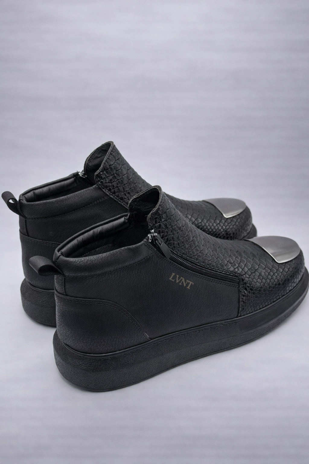 LVNT Python Black Vegan Leather Boots